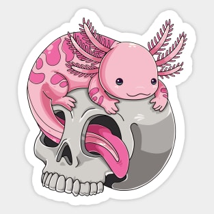 Axolotl on the Skull Throne: Reign of Cuteness Sticker